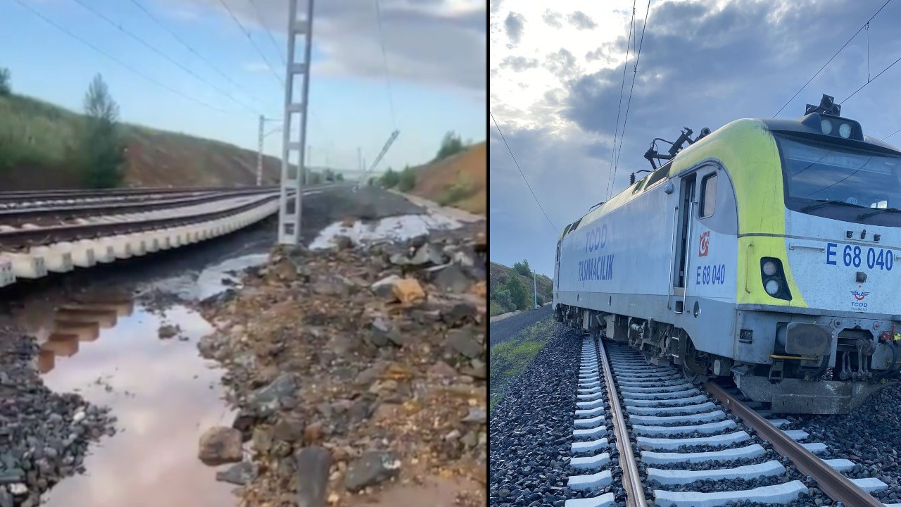 Heyelan YHT hattına zarar verdi, kılavuz lokomotif raydan çıktı