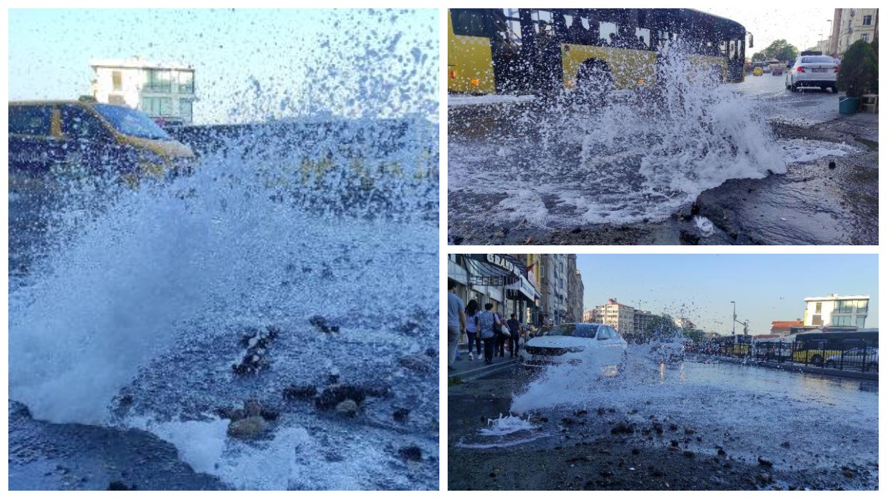 Beyoğlu'nda su borusu patladı: Cadde göle döndü