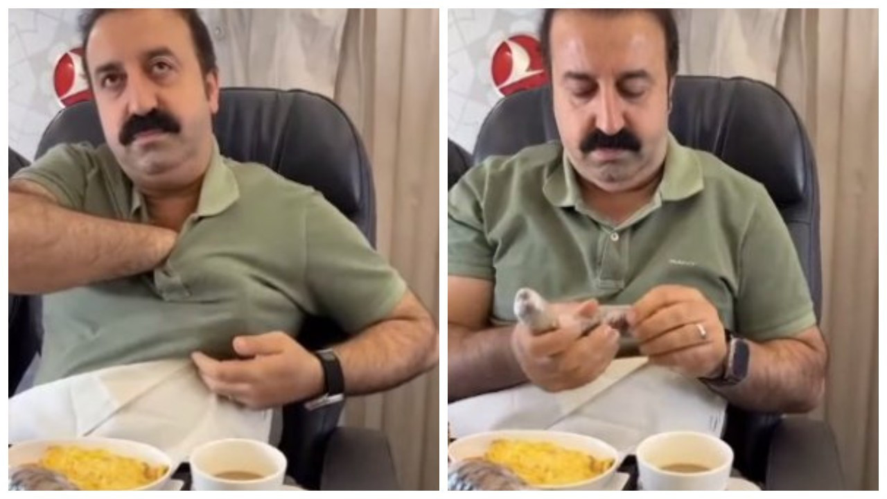 Uçaktaki yemek menüsünü beğenmedi: Şırdancı Mehmet, göğsünden şırdan çıkarıp yedi
