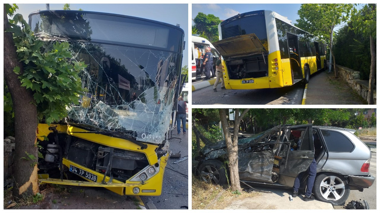 İETT otobüsü ters yöne giren otomobille çarpıştı: 4 yaralı