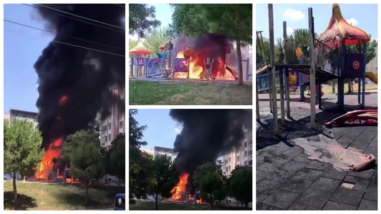 İzmir'de çocuk parkı ateşe verildi