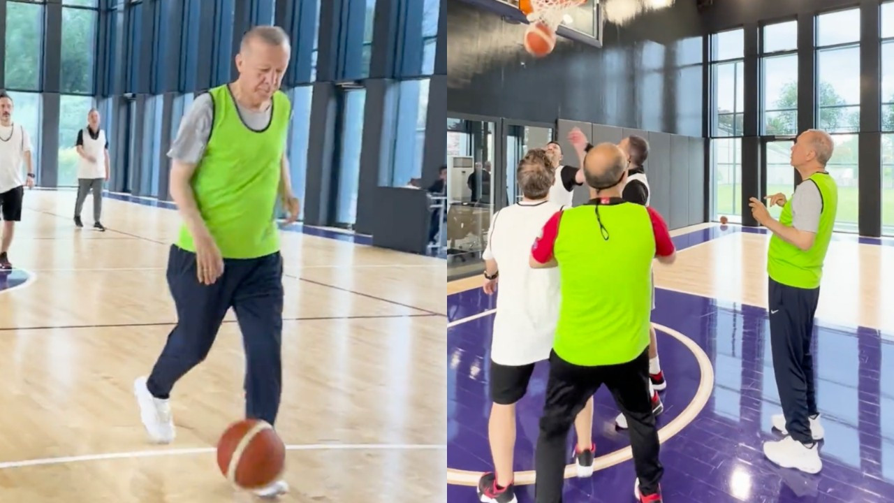 Cumhurbaşkanı Erdoğan basketbol oynadı: 'Haydi Hido'