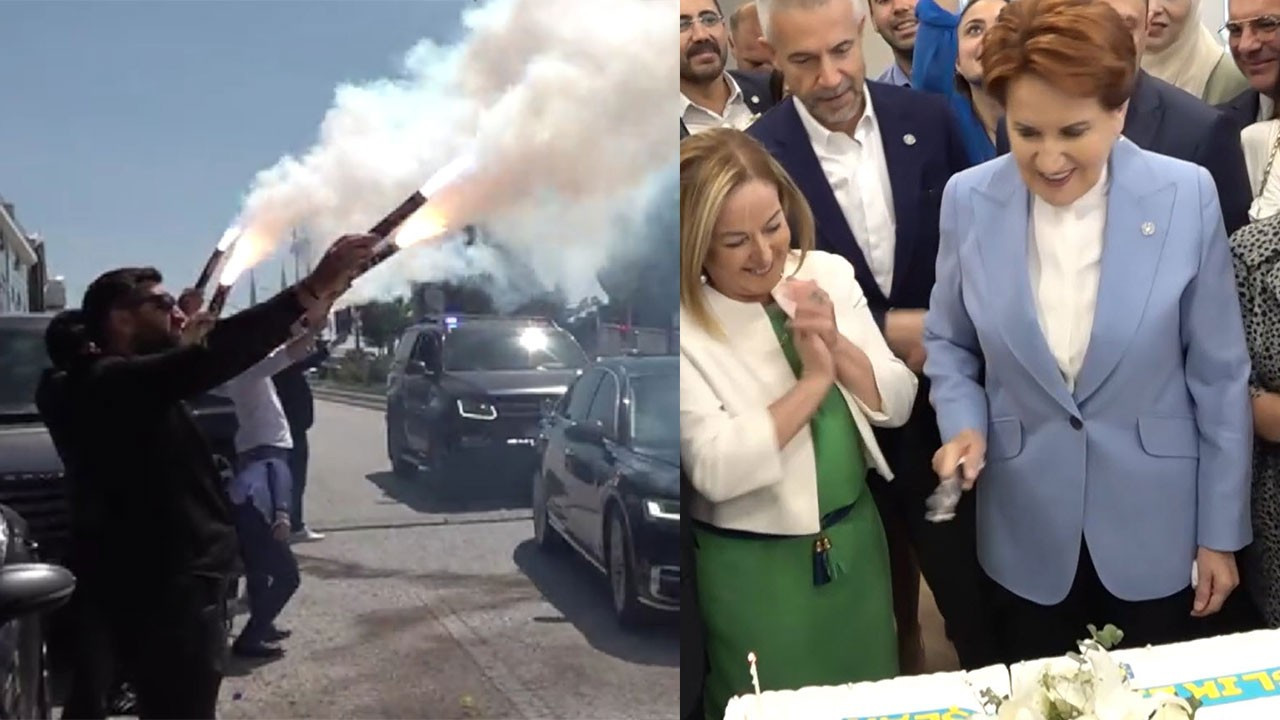 Akşener'e meşaleli doğum günü kutlaması