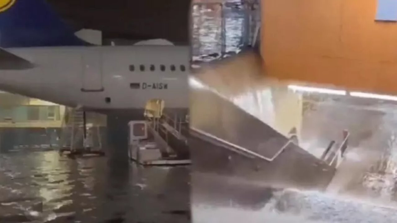 Havalimanını su bastı