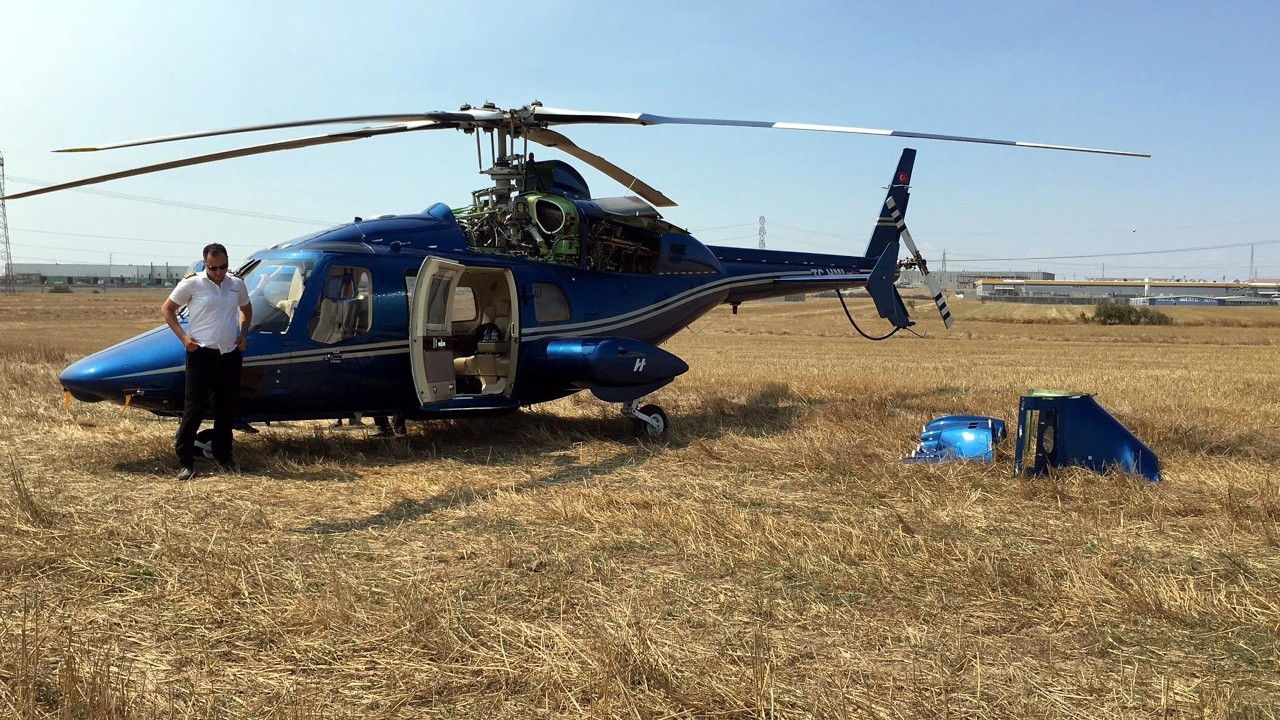 İbrahim Hattat'ı taşıyan helikopter tarlaya zorunlu iniş yaptı