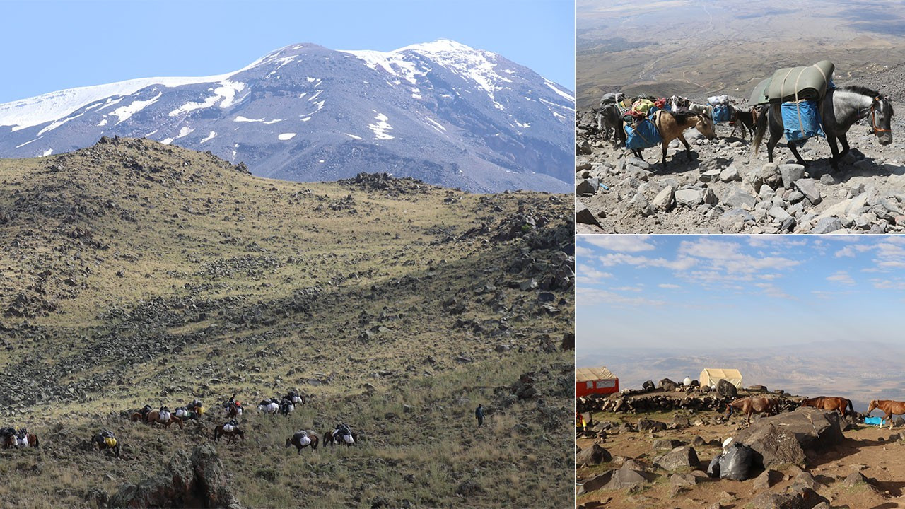 Ağrı'nın 'sherpa'ları 4 bin 200 metreye malzeme taşıyor
