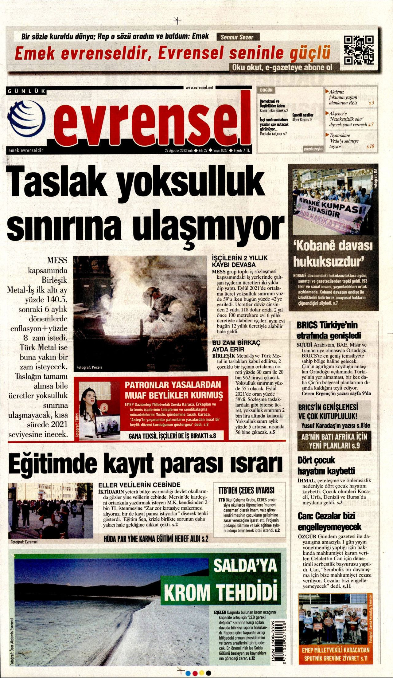 Günün manşetleri: 'Erdoğan'a komşu olmak 70 milyon lira' - Sayfa 1