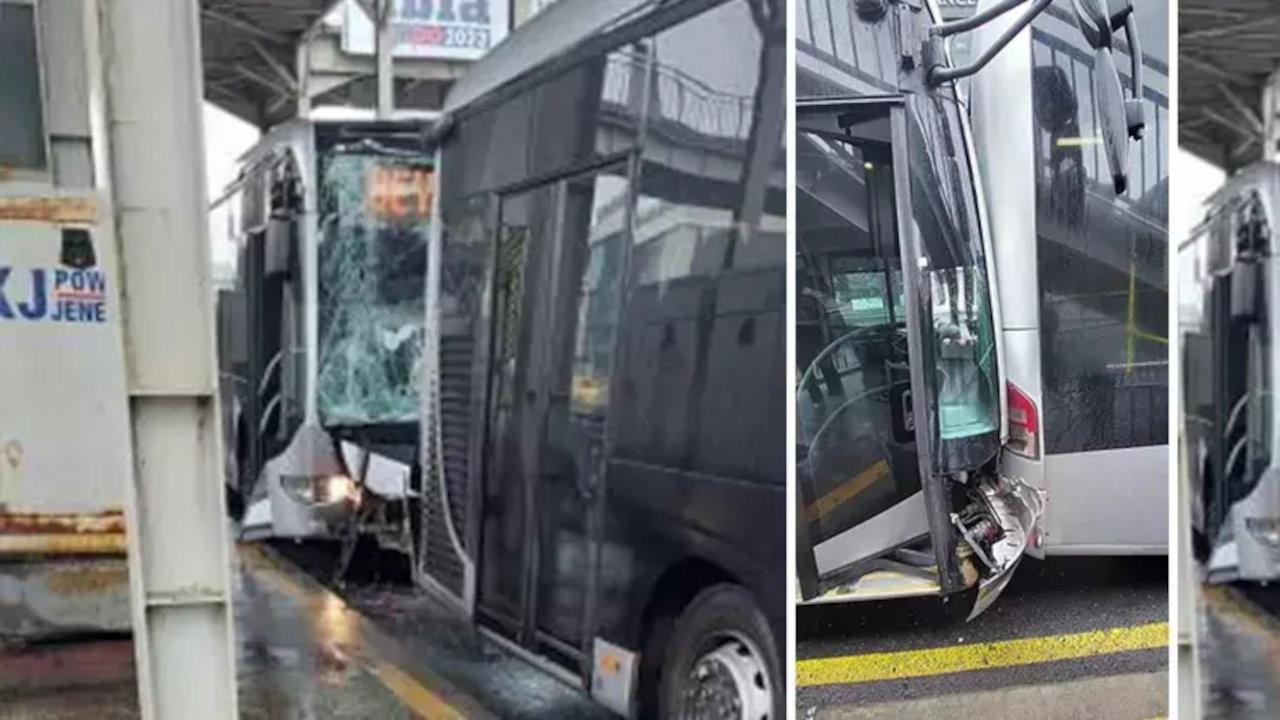 Küçükçekmece Beşyol'da 2 metrobüs çarpıştı