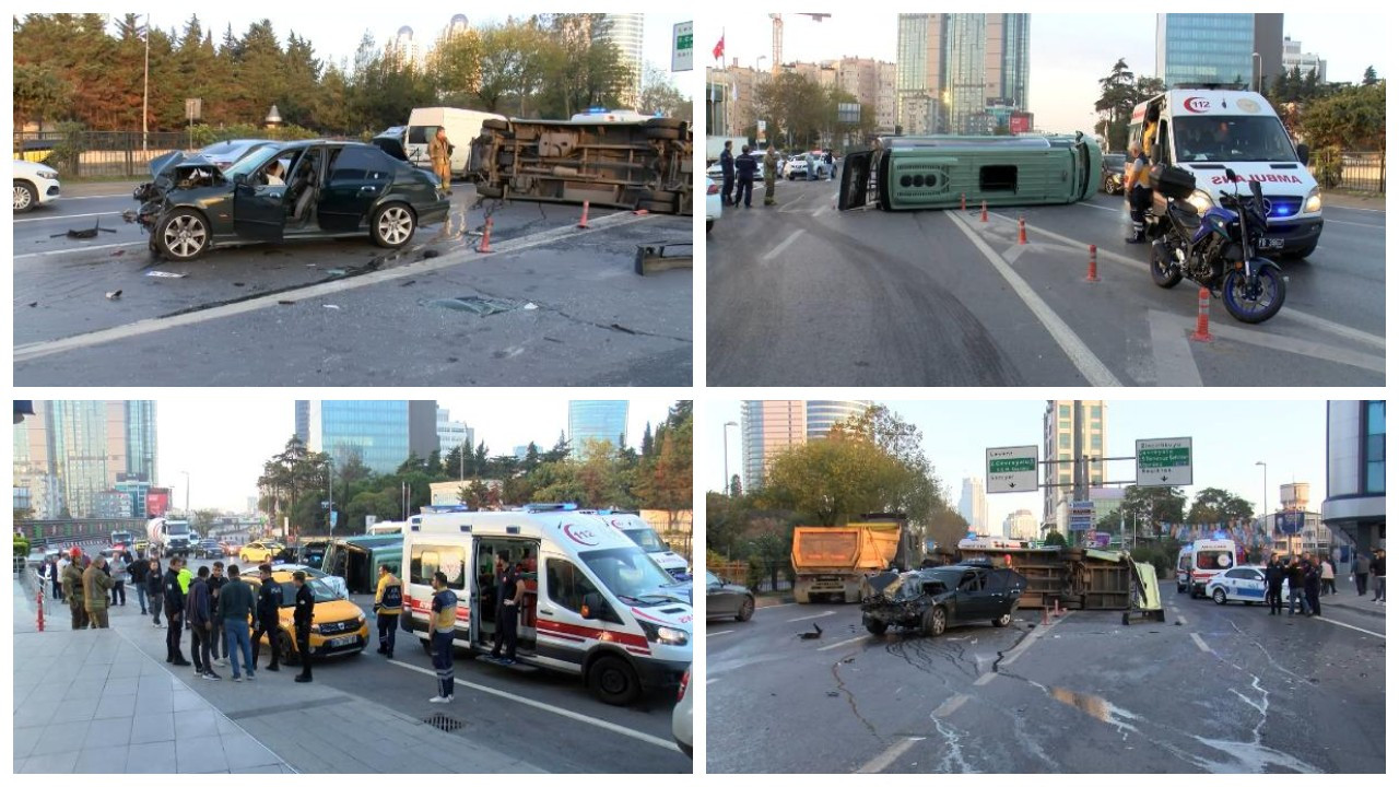 Beşiktaş'ta otomobil minibüse çarptı: 4 yaralı