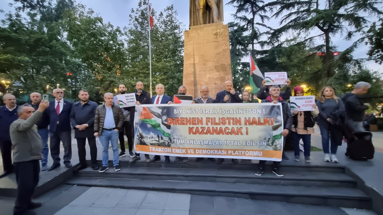 Trabzon'da, İsrail protestosu: 'Savaşı ezilen halklar durdurur'