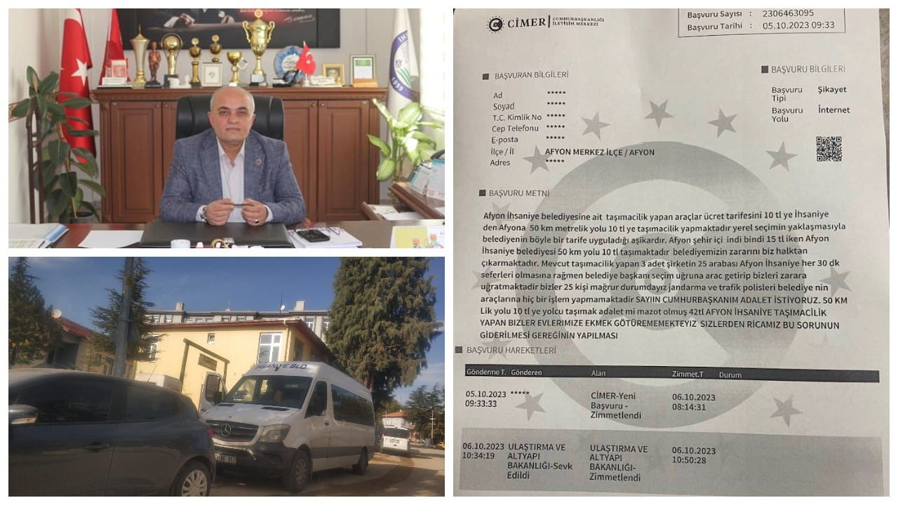 Afyon’da belediye başkanı 'halkı ucuz taşıyor' diye şikayet edildi