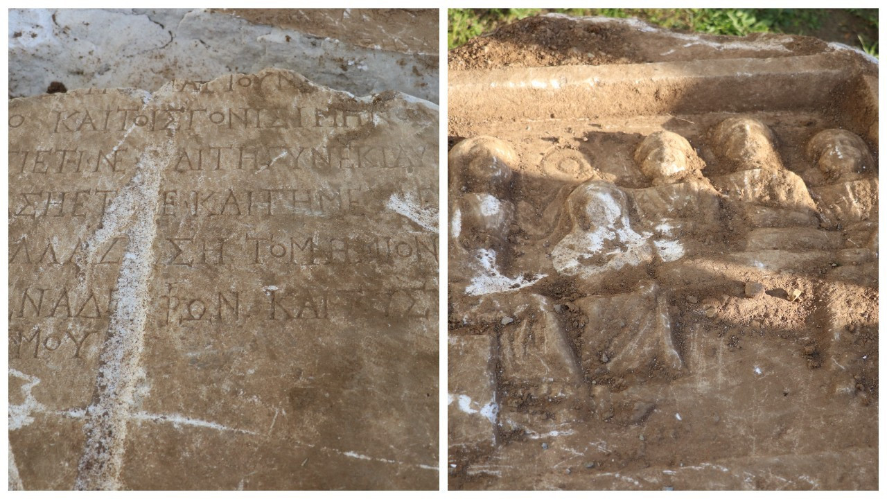 Hafriyatta Roma döneminden kalma 1800 yıllık mermer stel bulundu