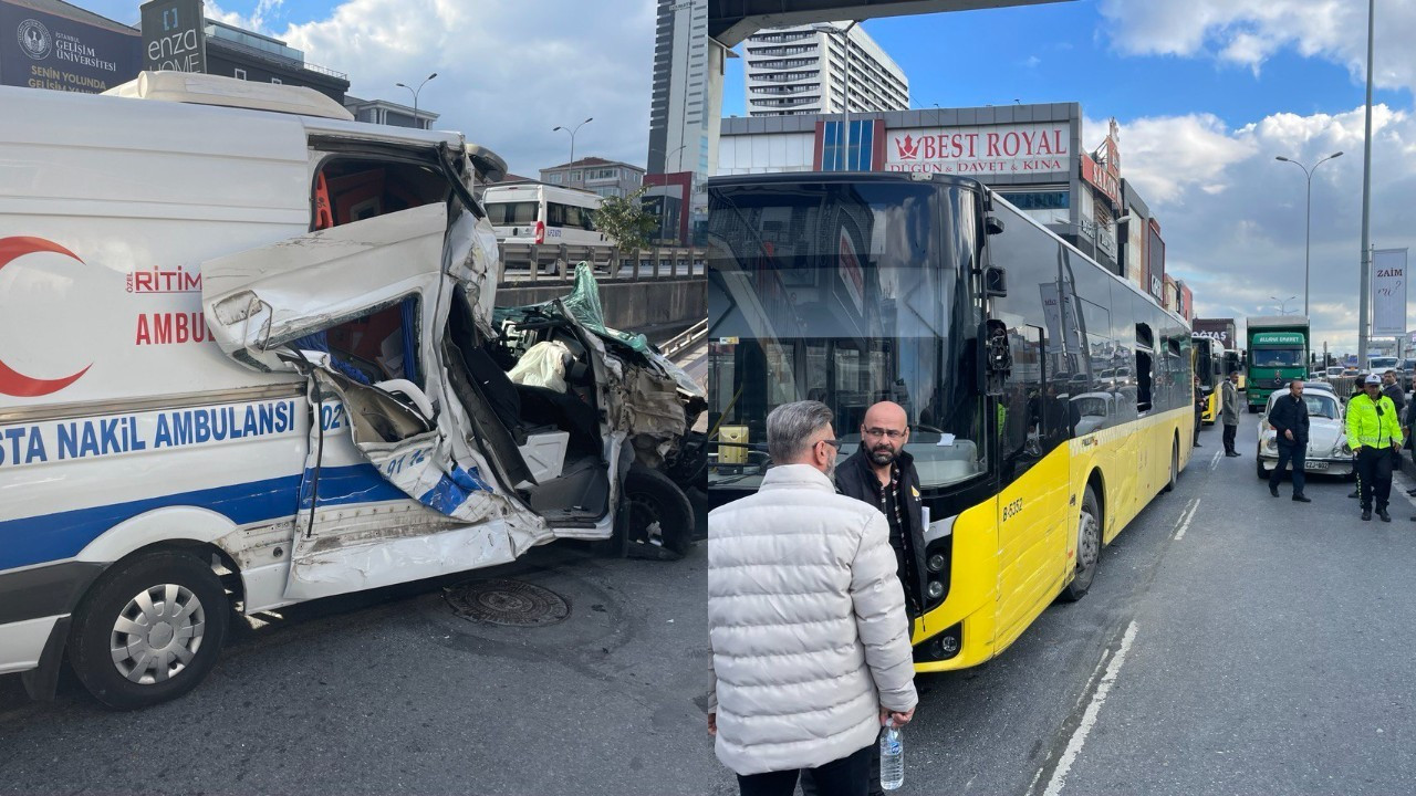 İETT otobüsü, ambulans ve otomobil kazaya karıştı