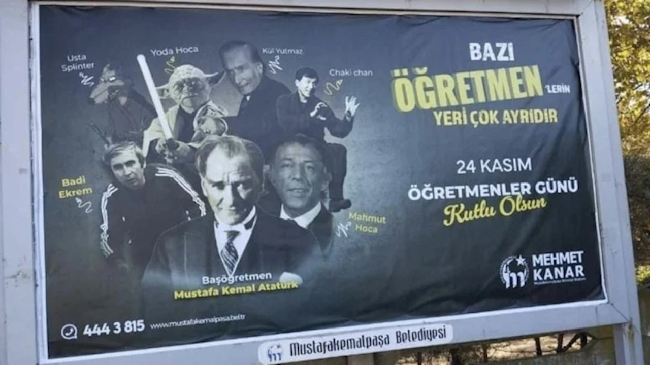 AK Partili belediyenin Atatürk afişi tepkilerin ardından kaldırıldı