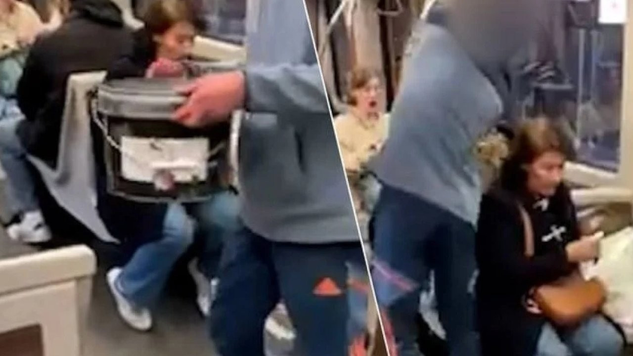 YouTuber pislik dolu kovayı metrodaki yolcunun üzerine boşalttı