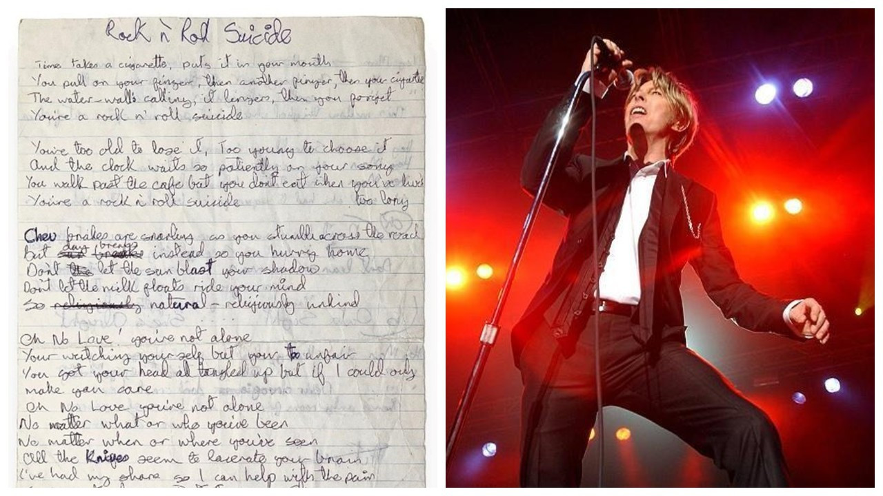 David Bowie'nin el yazısı şarkı sözleri açık artırmada