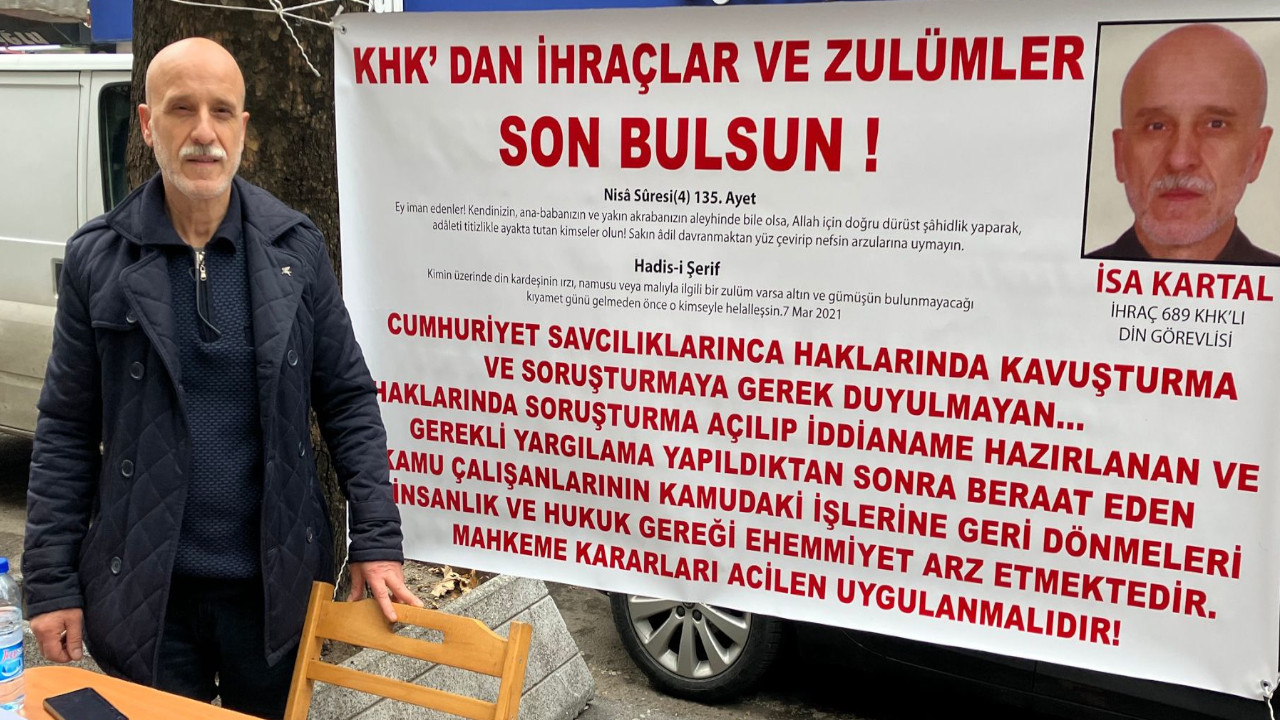 Zonguldak'ta KHK'li imamdan tek kişilik eylem