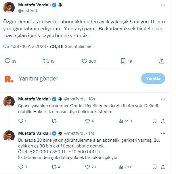 '5 milyon TL kazanıyor' iddiasına Özgür Demirtaş'tan yanıt - Sayfa 1