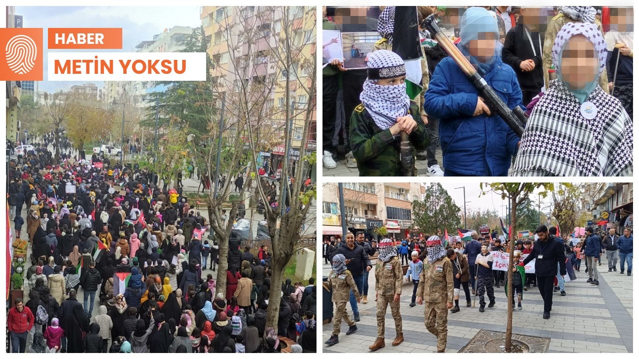 Siirt'teki Gazze yürüyüşünde çocuklara oyuncak silah taşıtıldı