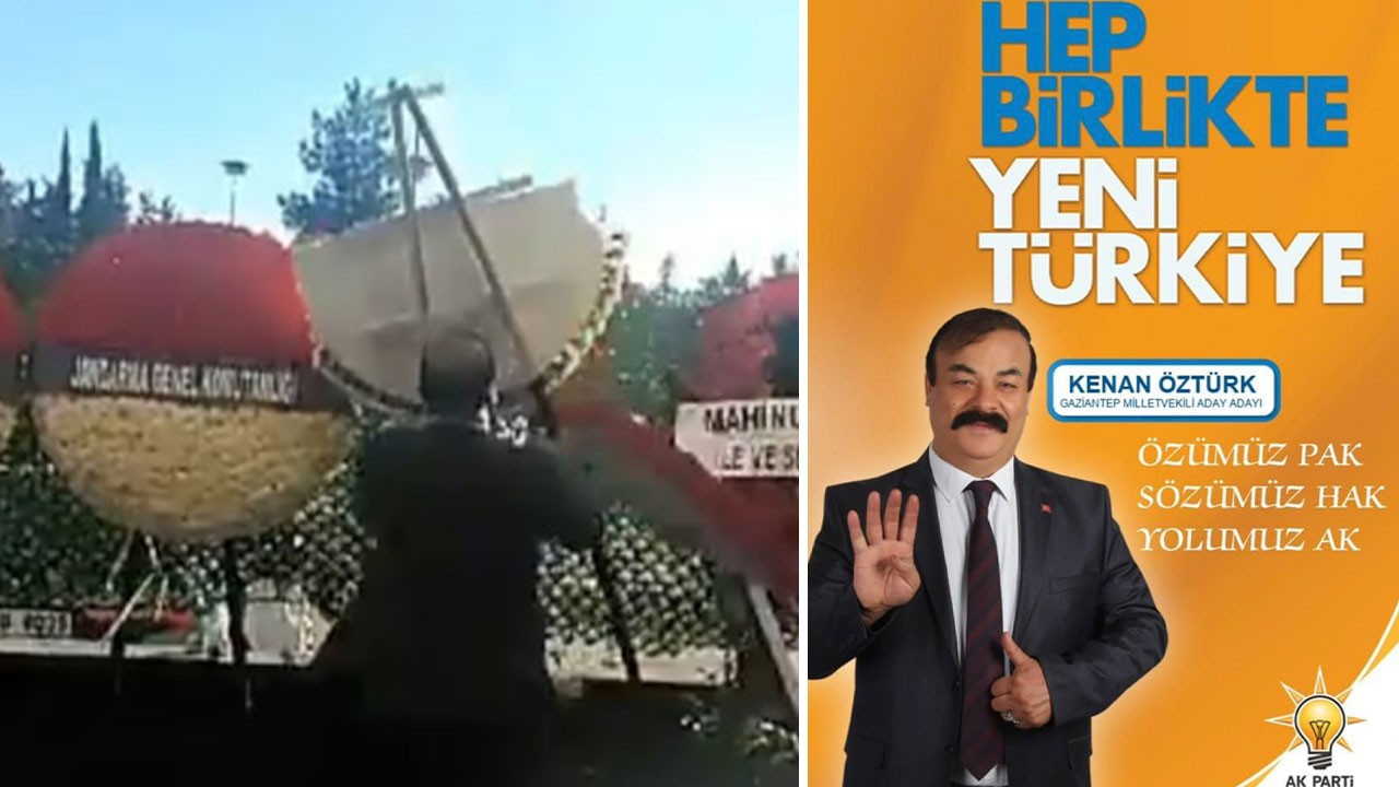 Antep'te Özgür Özel’in çelengini parçalayan kişi AK Parti aday adayı çıktı