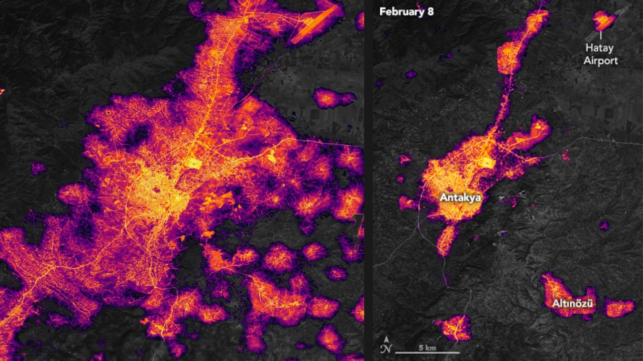 NASA'nın ışık verileriyle Antakya'da yıkımın boyutu