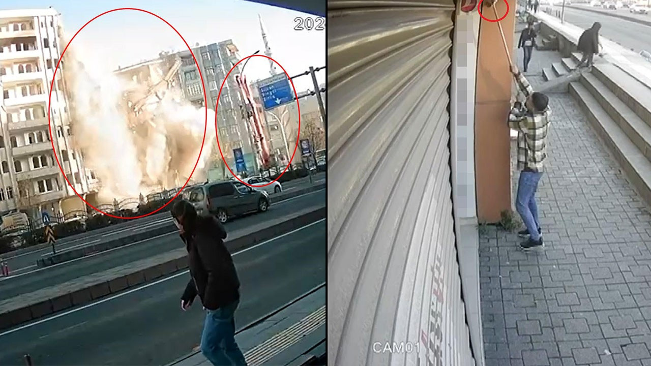 Çöken binaları çeken güvenlik kamerasının açısını değiştirdi