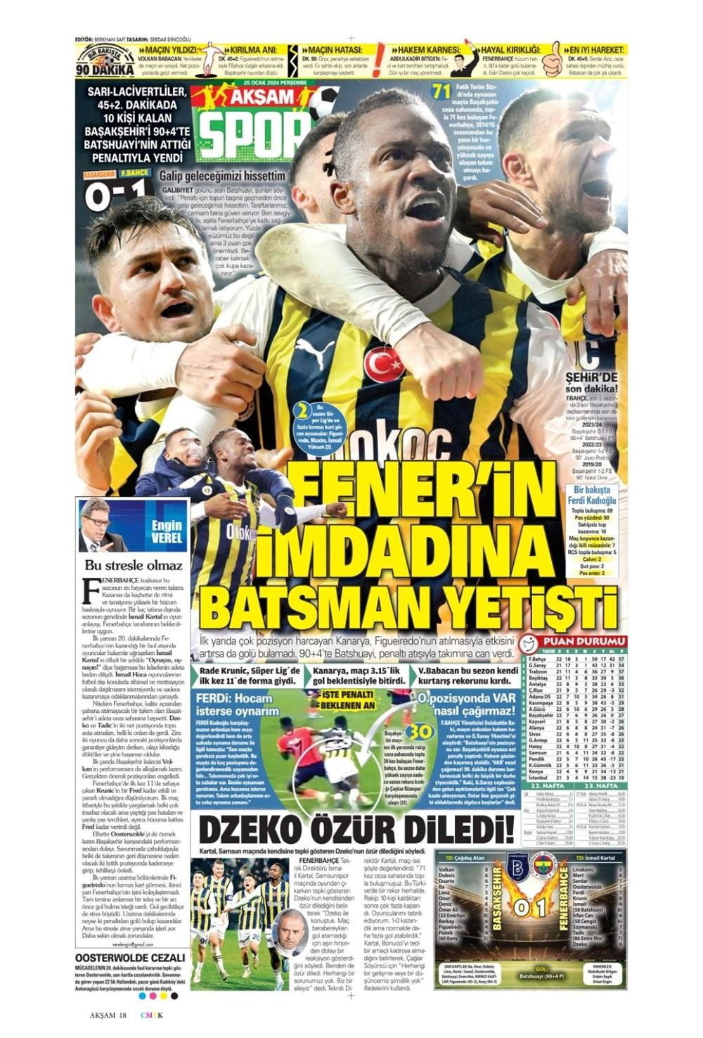 Günün spor manşetleri: 'Fenerbahçe son nefeste altın buldu' - Sayfa 1