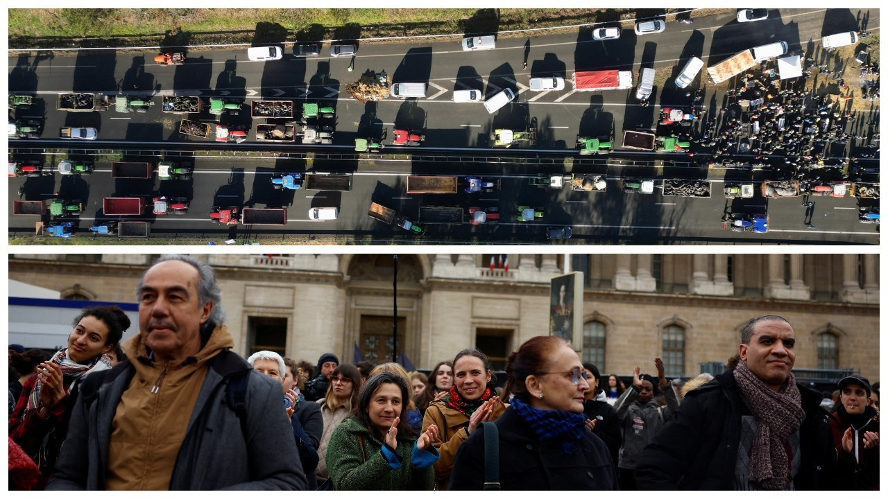 Fransa'da eylemler: Çiftçiler ve göç yasası karşıtları sokakta