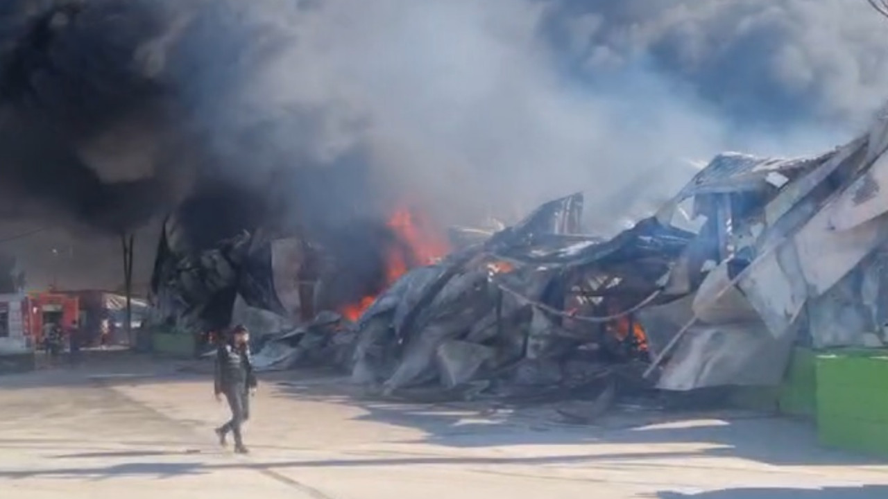 Mersin'de narenciye tesisindeki yangına müdahale sürüyor
