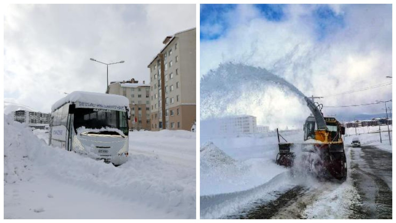 Bitlis merkezde kar kalınlığı 127 santim: 110 köy yolu kapalı