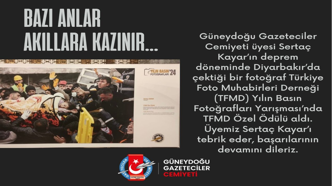 Gazeteci Sertaç Kayar'ın deprem fotoğrafına ödül