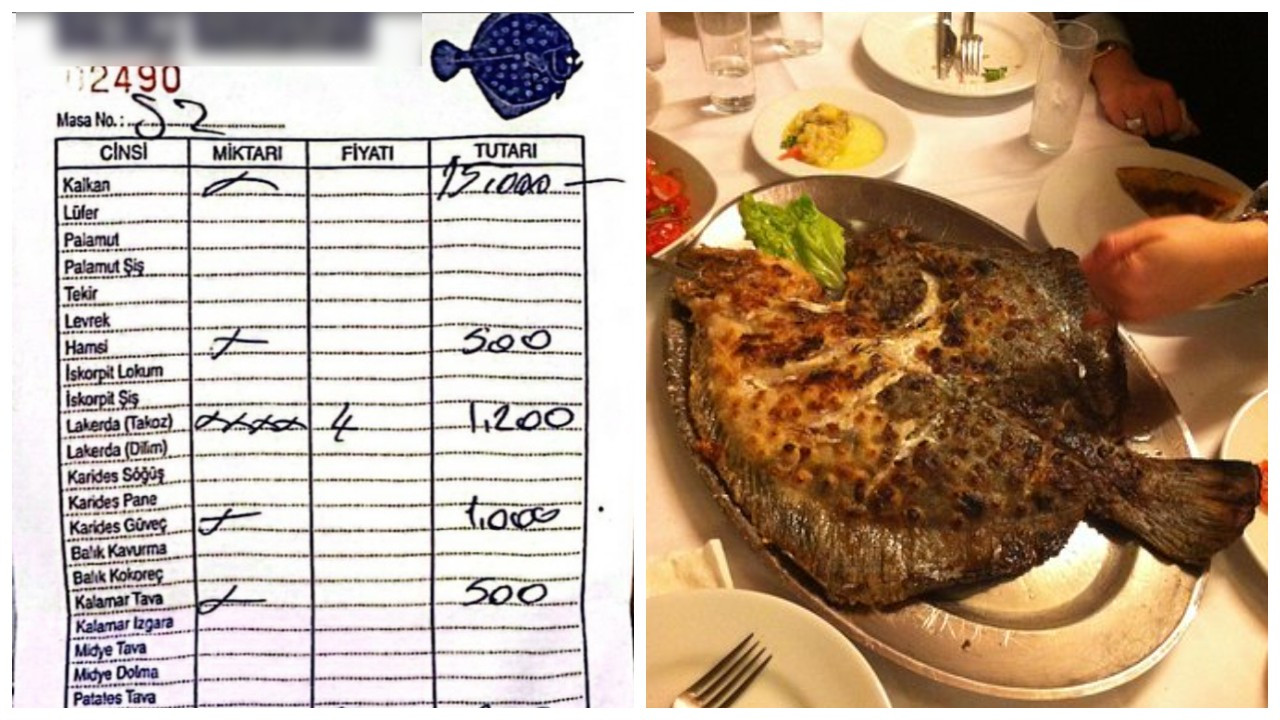 Balık restoranında gelen 27 bin liralık hesap gündem oldu