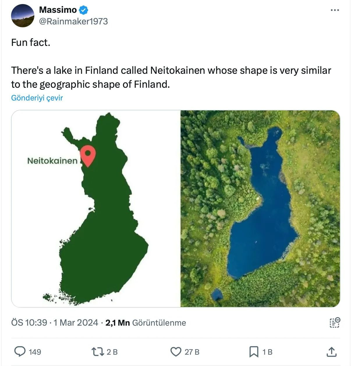 Finlandiya'da ülkenin şekline benzeyen bir göl mü var? - Sayfa 1