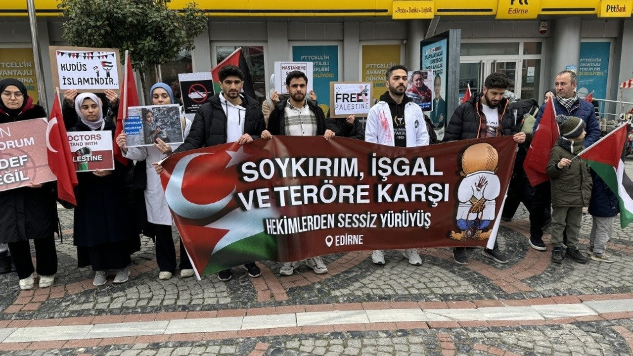 Edirne'de, Gazze'ye destek için 'sessiz yürüyüş' düzenlendi