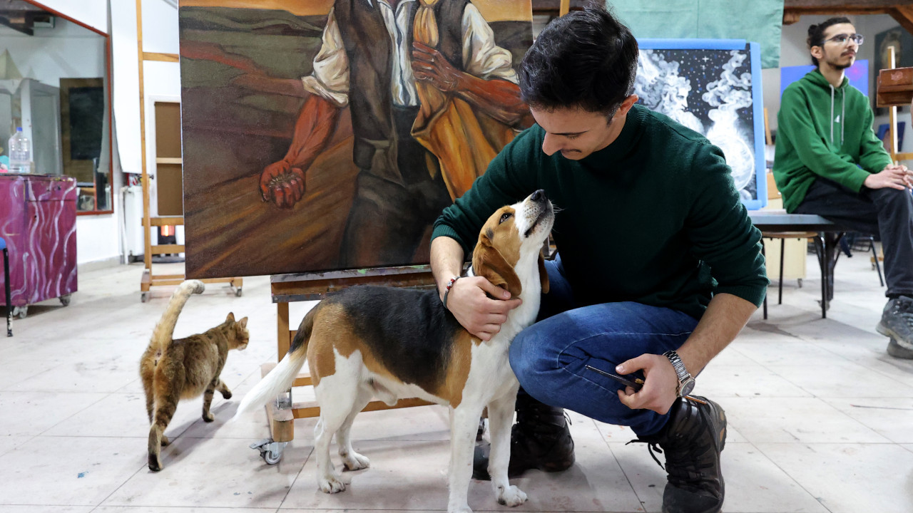 Trakya Üniversitesi'nin ressam adayı öğrencileri hayvanlarla resim yapıyor