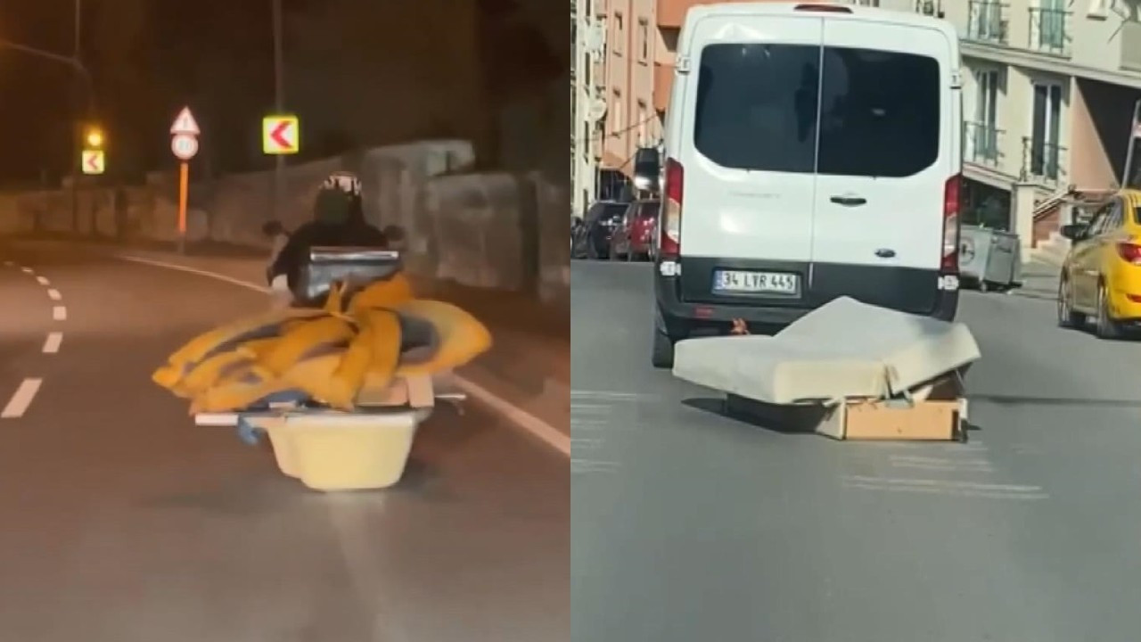 Motosikletle küvet taşıdı