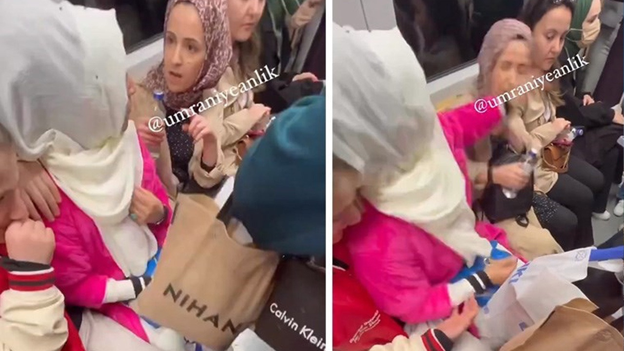 Metroda kadınlar birbirini tokatladı