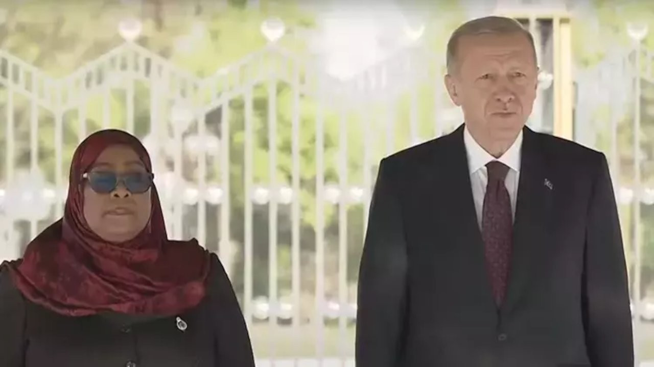 Cumhurbaşkanı Erdoğan, Tanzanya Cumhurbaşkanı'nı törenle karşıladı