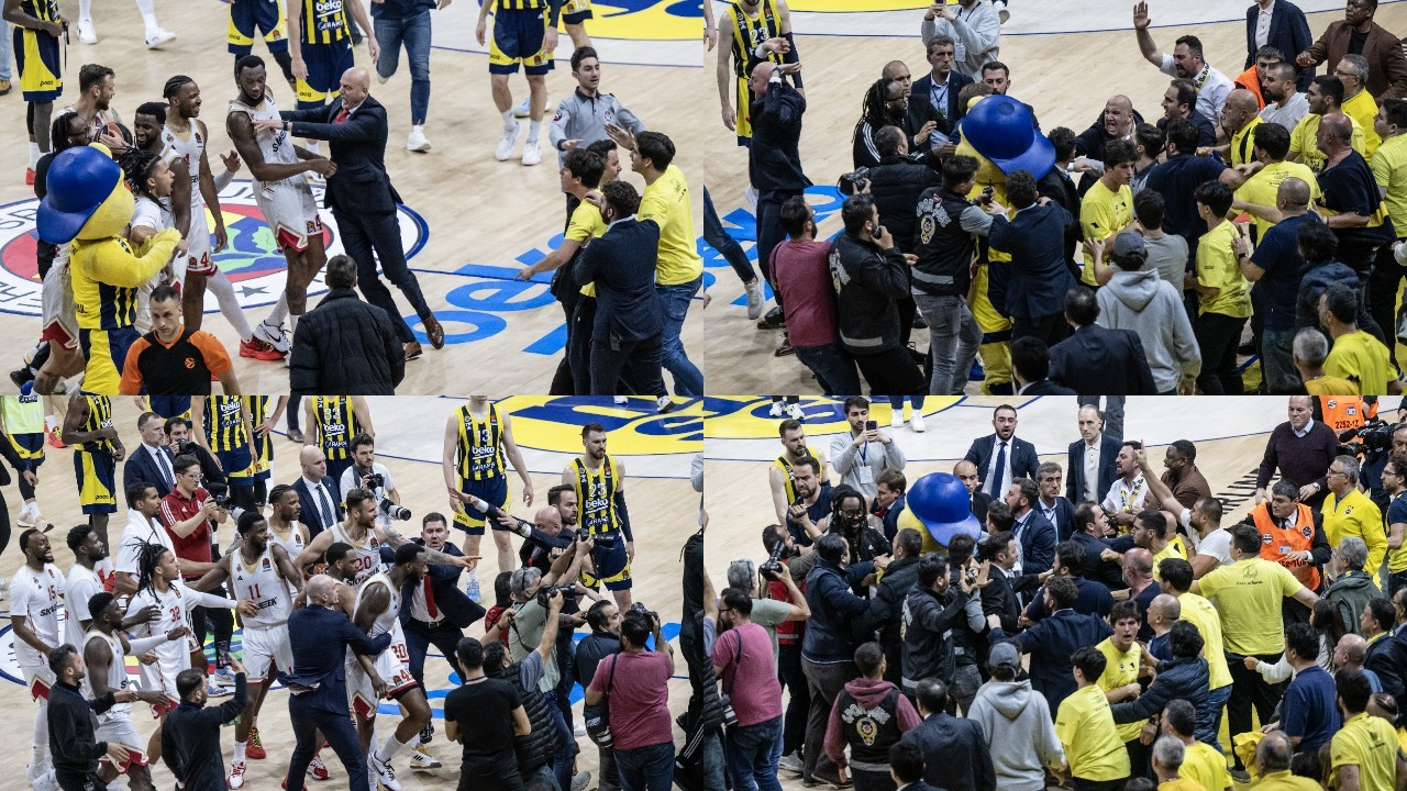 Fenerbahçe-Monaco maçının ardından gerginlik: Taraftarlar parkeye indi