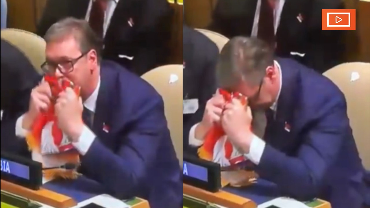 Sırbistan Cumhurbaşkanı BM Genel Kurulu'nda bayrağa sarılıp ağladı