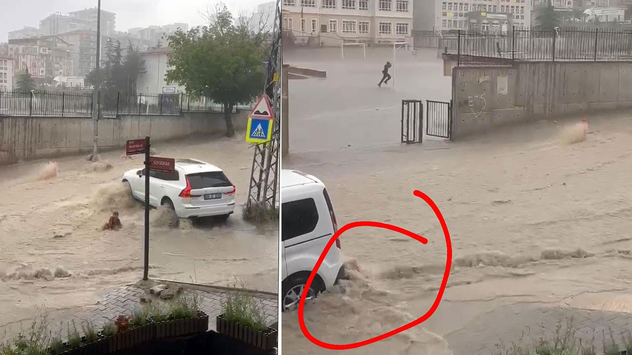 Ankara'da sele kapılan 2 çocuk aracın altına sürüklendi