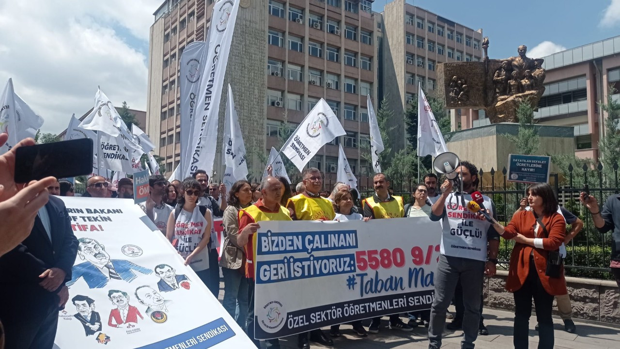 Özel sektör öğretmenlerinin eylemine polis engeli: 'Patronların Bakanı Yusuf Tekin istifa'