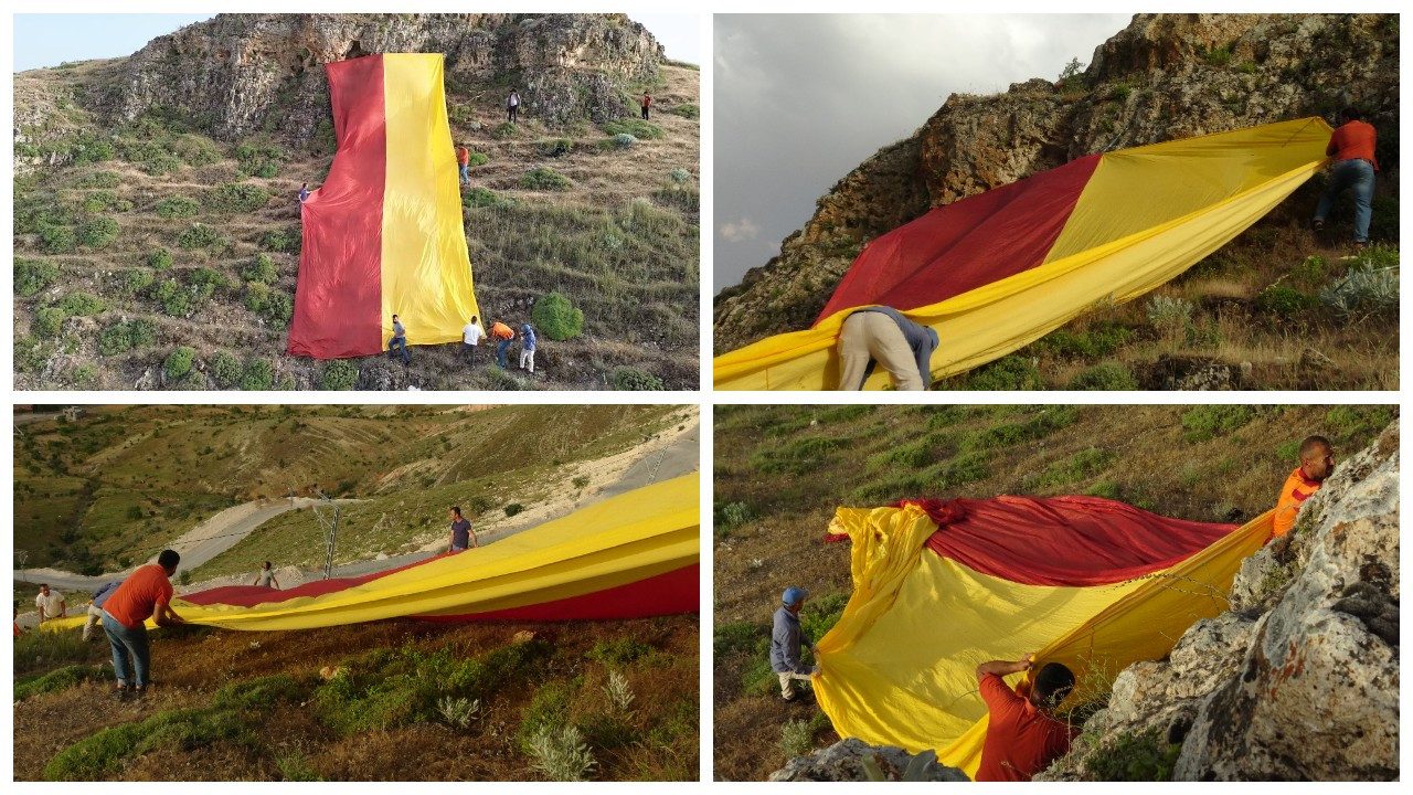 Batman'da taraftarlar tepeye 500 metrekarelik Galatasaray bayrağı astı