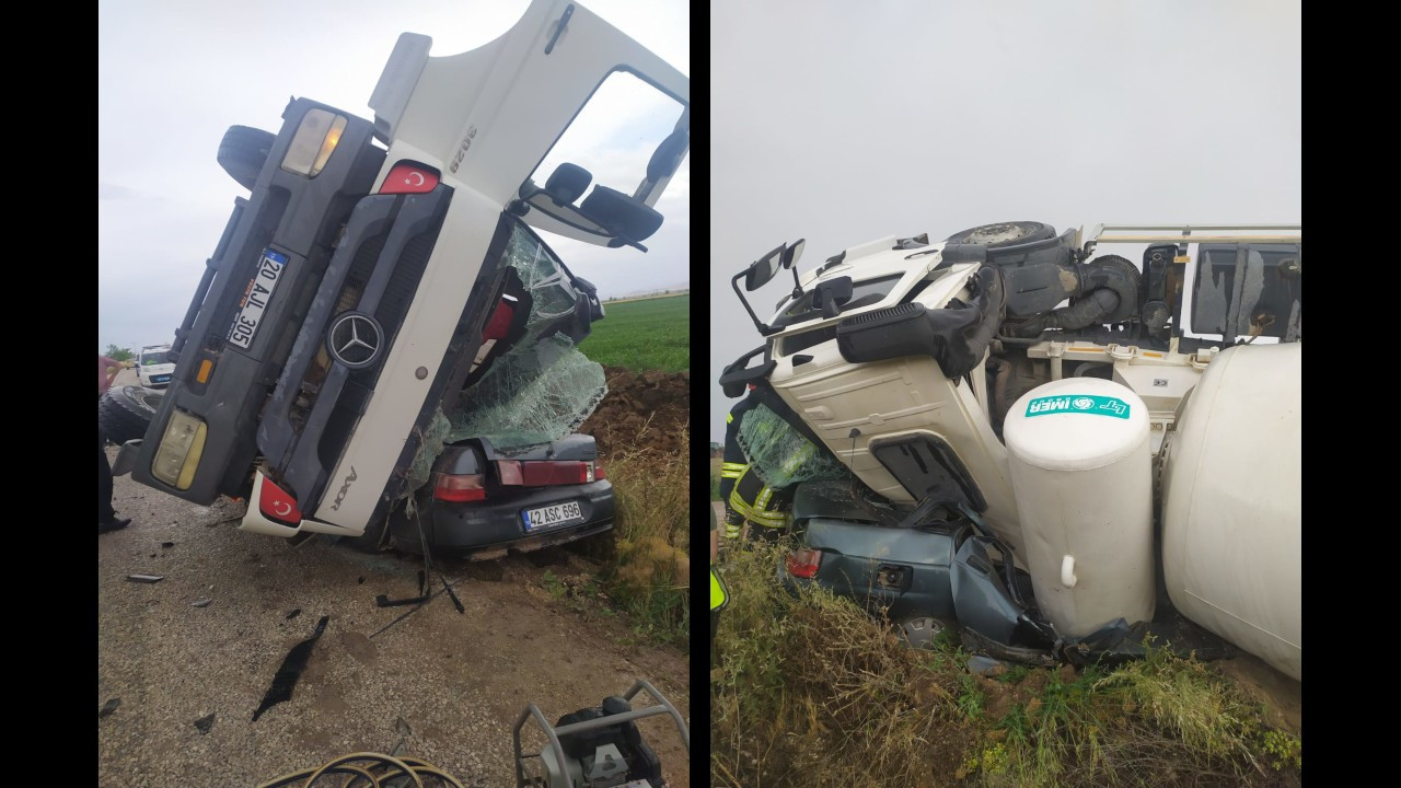 Üzerine beton mikseri devrilen otomobilin sürücüsü öldü