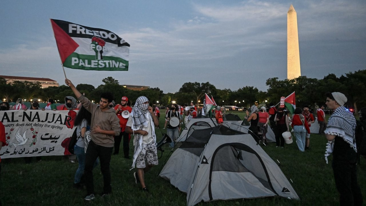 Beyaz Saray'ın karşısında Filistin için çadır nöbeti