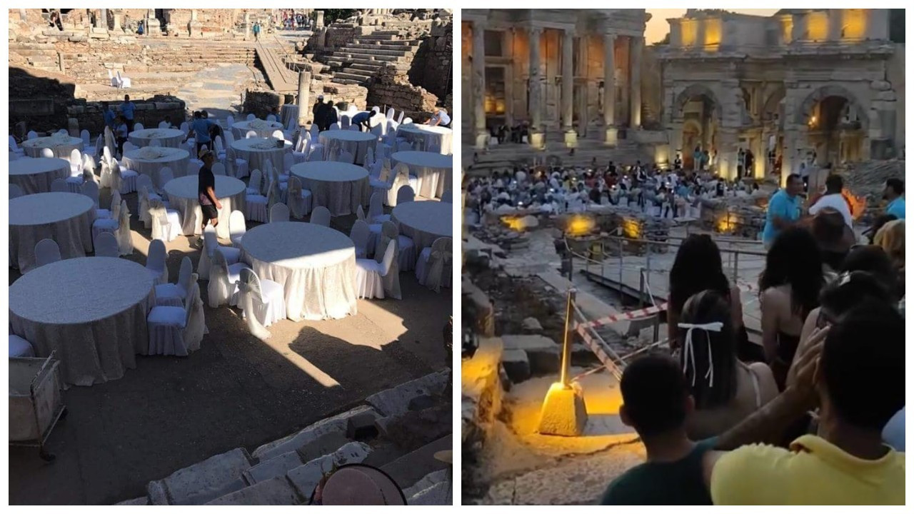 Efes Antik Kenti'ndeki özel etkinlik protesto edildi
