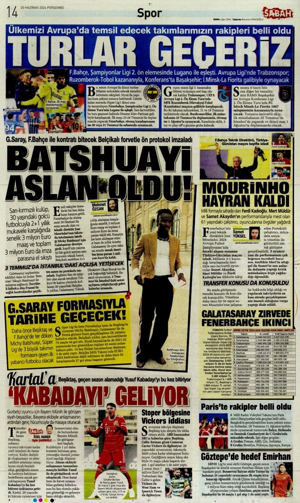 Günün spor manşetleri: 'Batshuayi Cimbom'a doğru' - Sayfa 1
