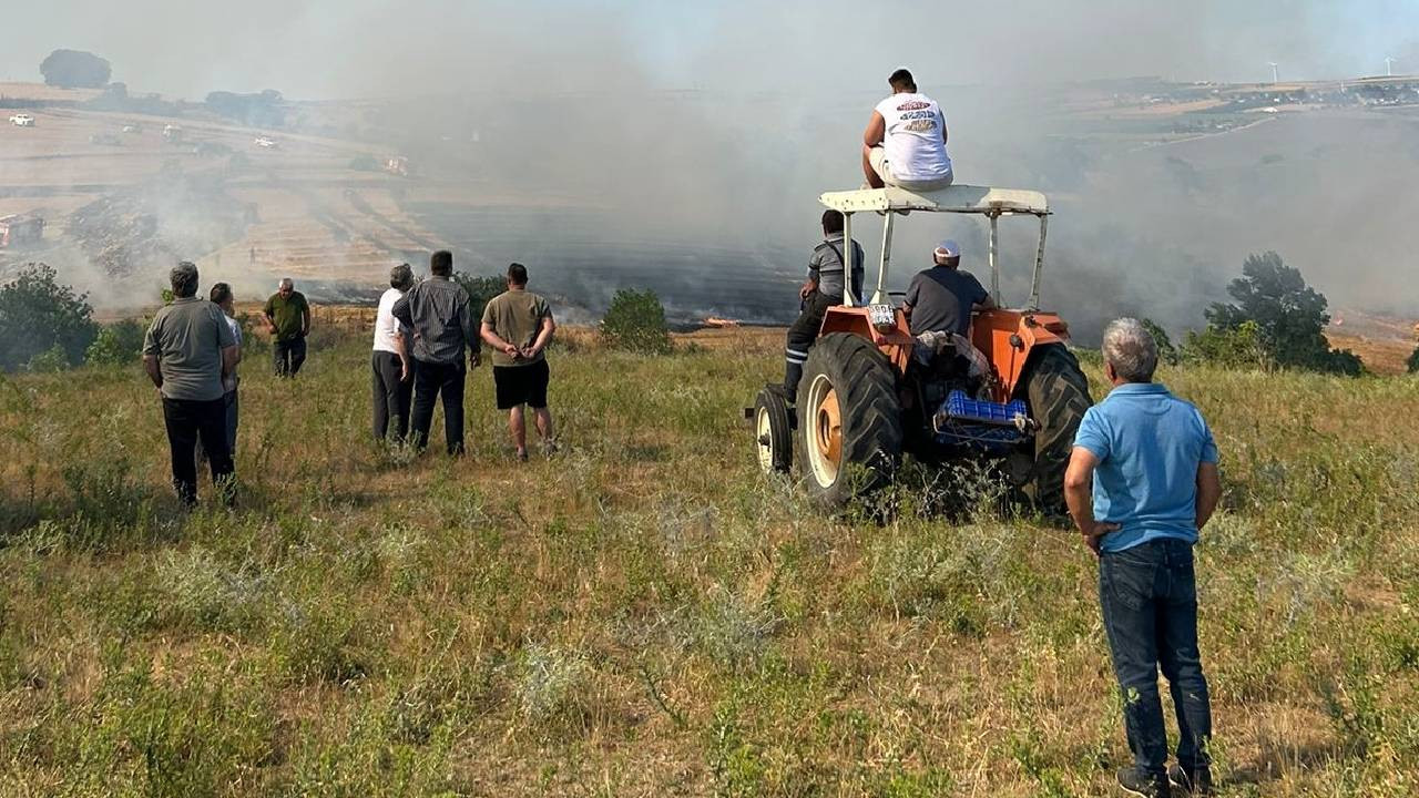 Tekirdağ'da anız yangını: Buğday tarlası zarar gördü