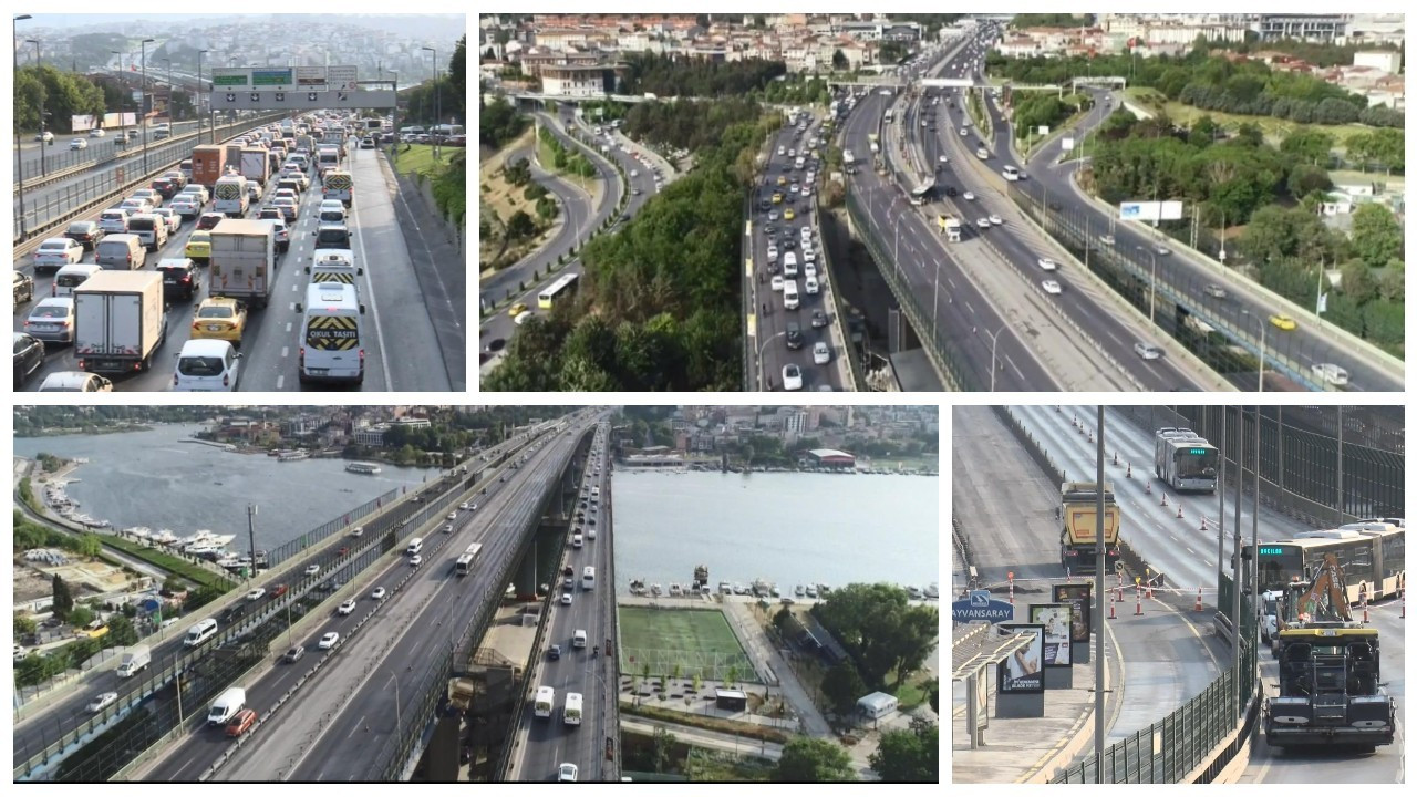 Haliç Köprüsü'nde çalışma başladı: Trafik havadan görüntülendi