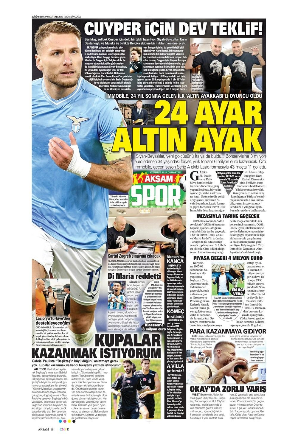 Günün spor manşetleri: 'Golcünün kralı Beşiktaş'ta' - Sayfa 3